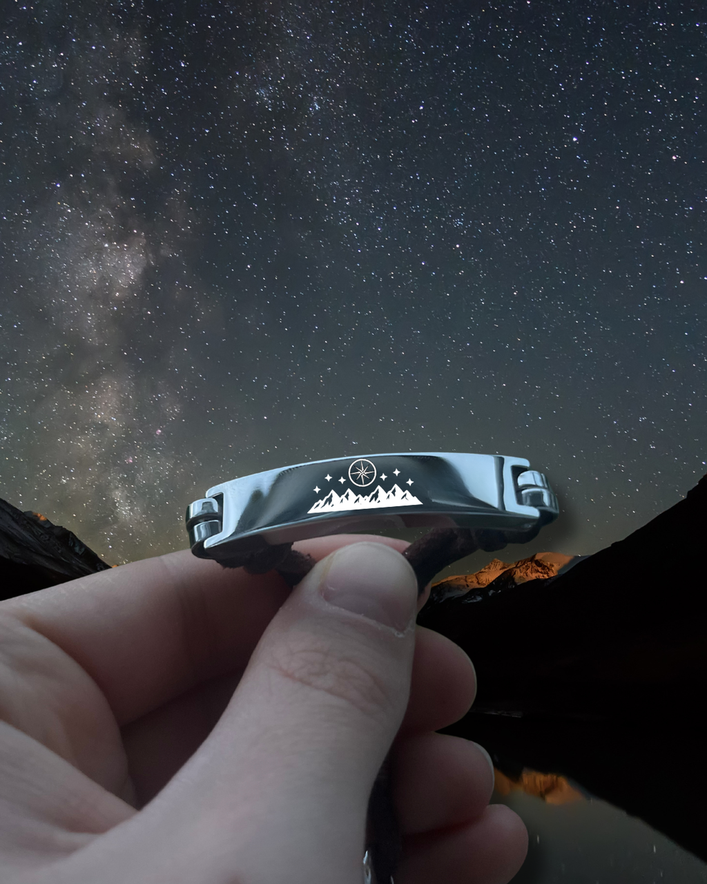 Promise North Star Bracelet - Leather, Engraved Symbol